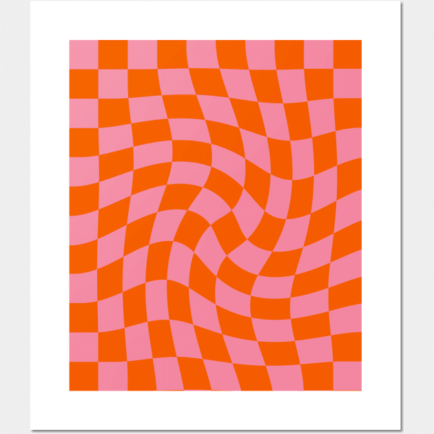 Twirl Checkerboard pink pattern Wall Art by Vintage Dream